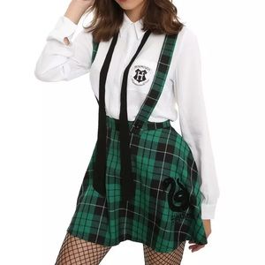 Hot Topic Exclusive Harry Potter Plaid Slytherin Pinafore Skirt